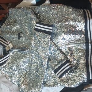 Victoria's Secret PINK Bomber Varsity Sequin Jacket SM NWT